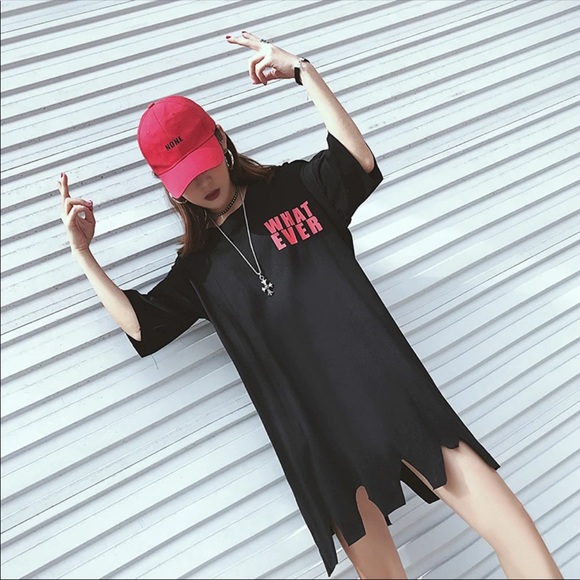 Distressed T-Shirt Dress - Picture 1 of 2